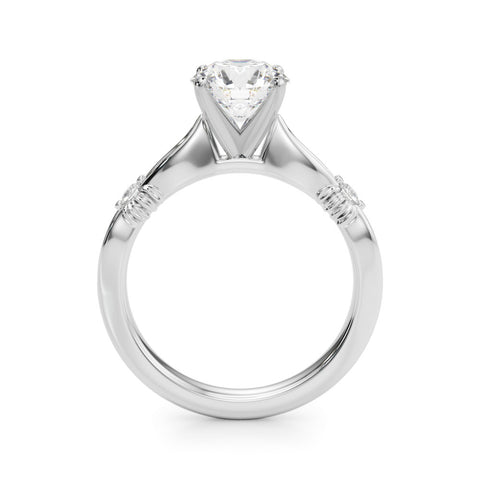 White gold Round Solitaire Diamond Twisted Band with Four-Prong Setting