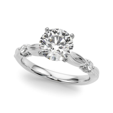 White gold Round Solitaire Diamond Twisted Band with Four-Prong Setting