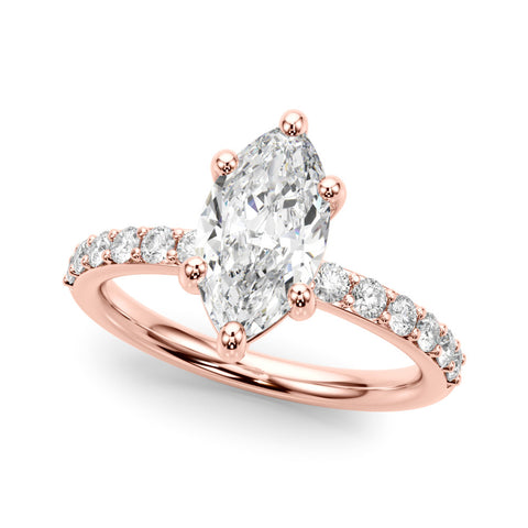 Rose gold Marquise Diamond Pavé Band with Six-Prong Setting