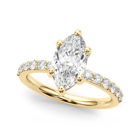 Yellow gold Marquise Diamond Pavé Band with Six-Prong Setting