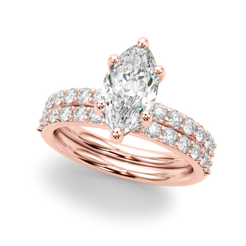 Rose gold Marquise Diamond Pavé Band with Six-Prong Setting