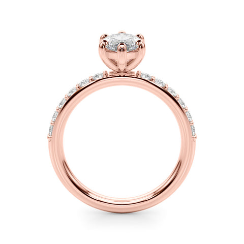 Rose gold Marquise Diamond Pavé Band with Six-Prong Setting