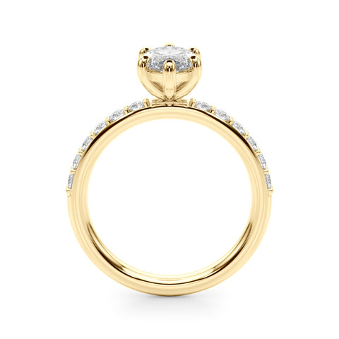 Yellow gold Marquise Diamond Pavé Band with Six-Prong Setting