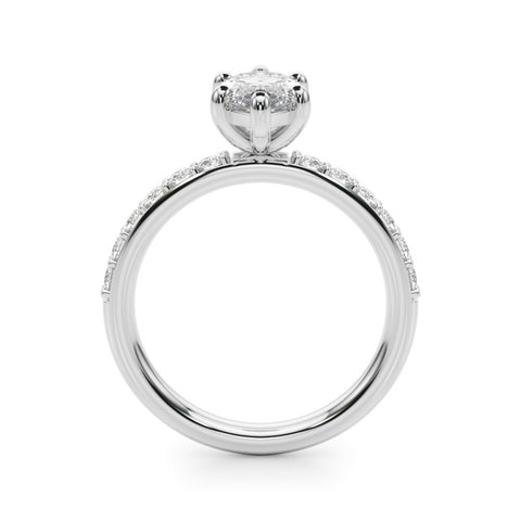 White gold Marquise Diamond Pavé Band with Six-Prong Setting