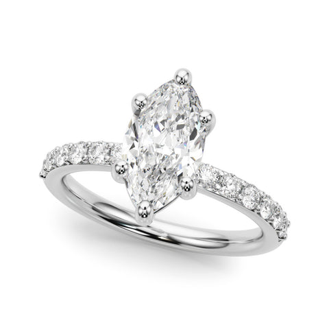 White gold Marquise Diamond Pavé Band with Six-Prong Setting