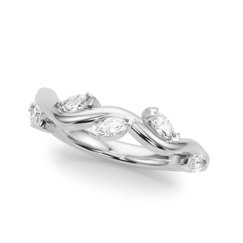 White gold Marquise Cut Twisted Band with Prong Setting 1