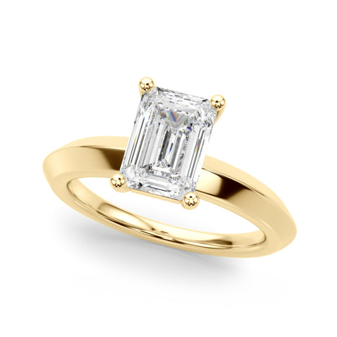 Yellow gold Emerald Diamond Floral Cluster Ring with Solitaire Band and Prong Setting
