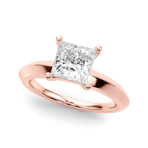 Rose gold Princess Diamond Floral Cluster Ring with Solitaire Band and Prong Setting