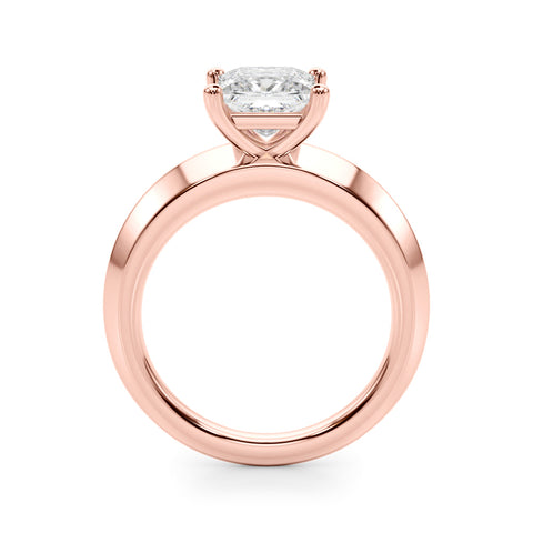 Rose gold Princess Diamond Floral Cluster Ring with Solitaire Band and Prong Setting