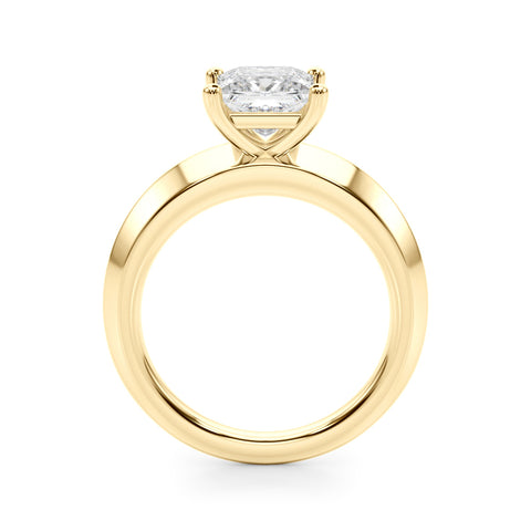 Yellow gold Princess Diamond Floral Cluster Ring with Solitaire Band and Prong Setting