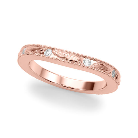 Rose gold Milgrain Bezel Set Round Diamond Eternity Band 1