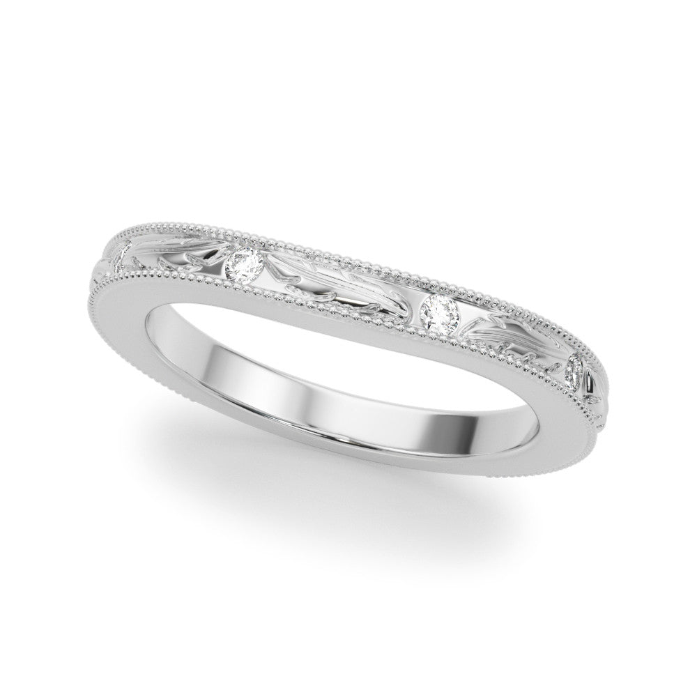 White gold Milgrain Bezel Set Round Diamond Eternity Band 1
