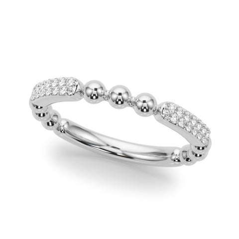 White gold Pave Round Diamond Beaded Band with Shared Prong Setting 1