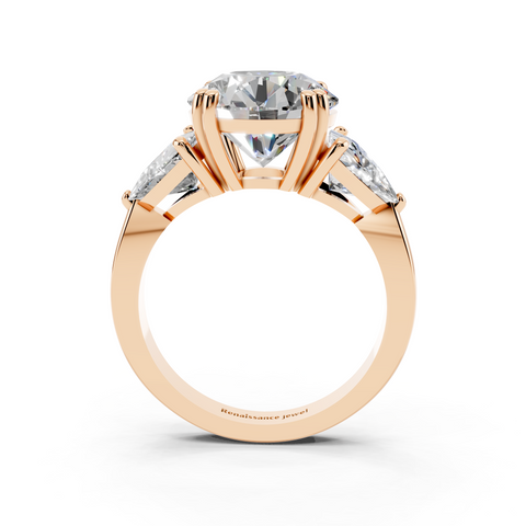 Rose gold Round Brilliant and Trilliant Diamond Three-Stone Ring