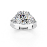 Platinum 4.06 Carat F VS1 Round Brilliant and Trilliant Diamond Three-Stone Ring