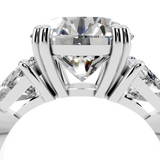 Platinum 4.06 Carat F VS1 Round Brilliant and Trilliant Diamond Three-Stone Ring