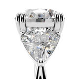 Platinum 4.06 Carat F VS1 Round Brilliant and Trilliant Diamond Three-Stone Ring