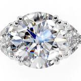 Platinum 4.06 Carat F VS1 Round Brilliant and Trilliant Diamond Three-Stone Ring