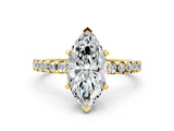 6 Carat Marquise Cut Yellow gold Diamond Solitaire Ring with Round  Pavé Band and Four-Prong Setting_36