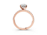 6 Carat Radiant Cut Rose gold Diamond Solitaire Ring with Round  Pavé Band and Four-Prong Setting_27