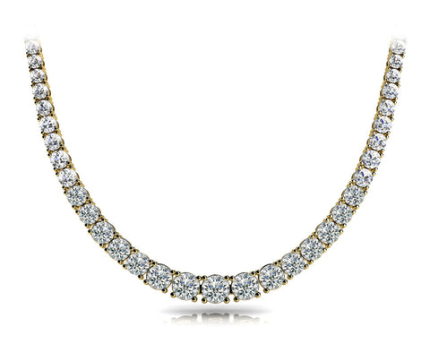 Yellow gold Round Diamond Tennis Necklace with Prong Setting 1