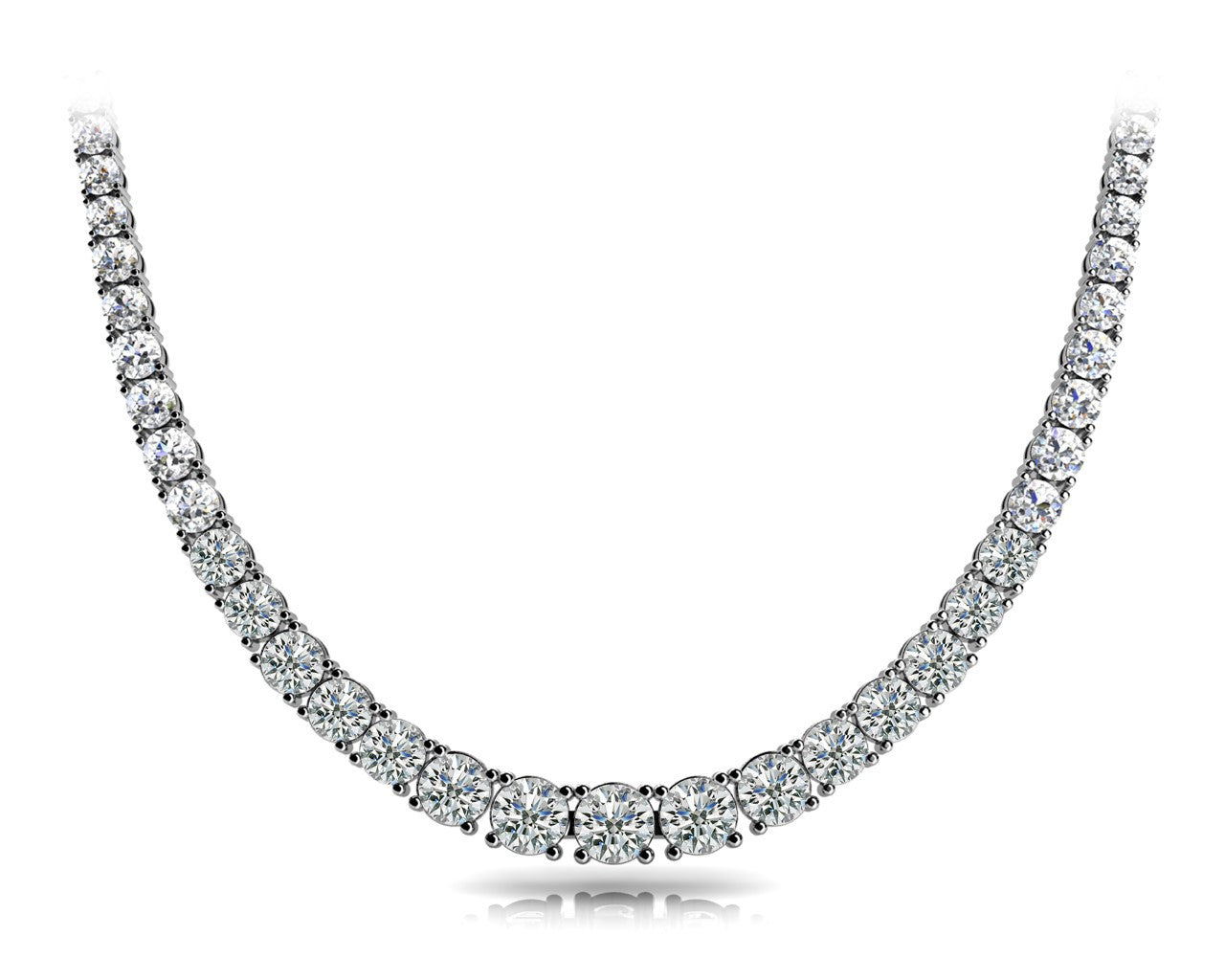 White gold Round Diamond Tennis Necklace with Prong Setting 1