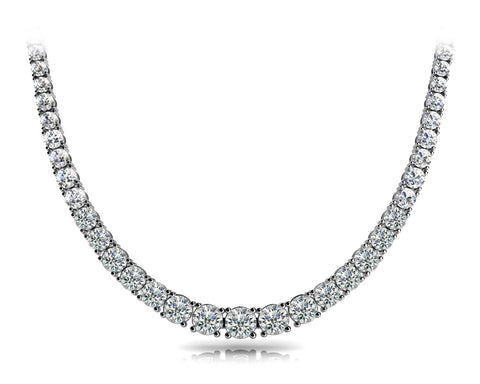 White gold Round Diamond Tennis Necklace with Prong Setting 1