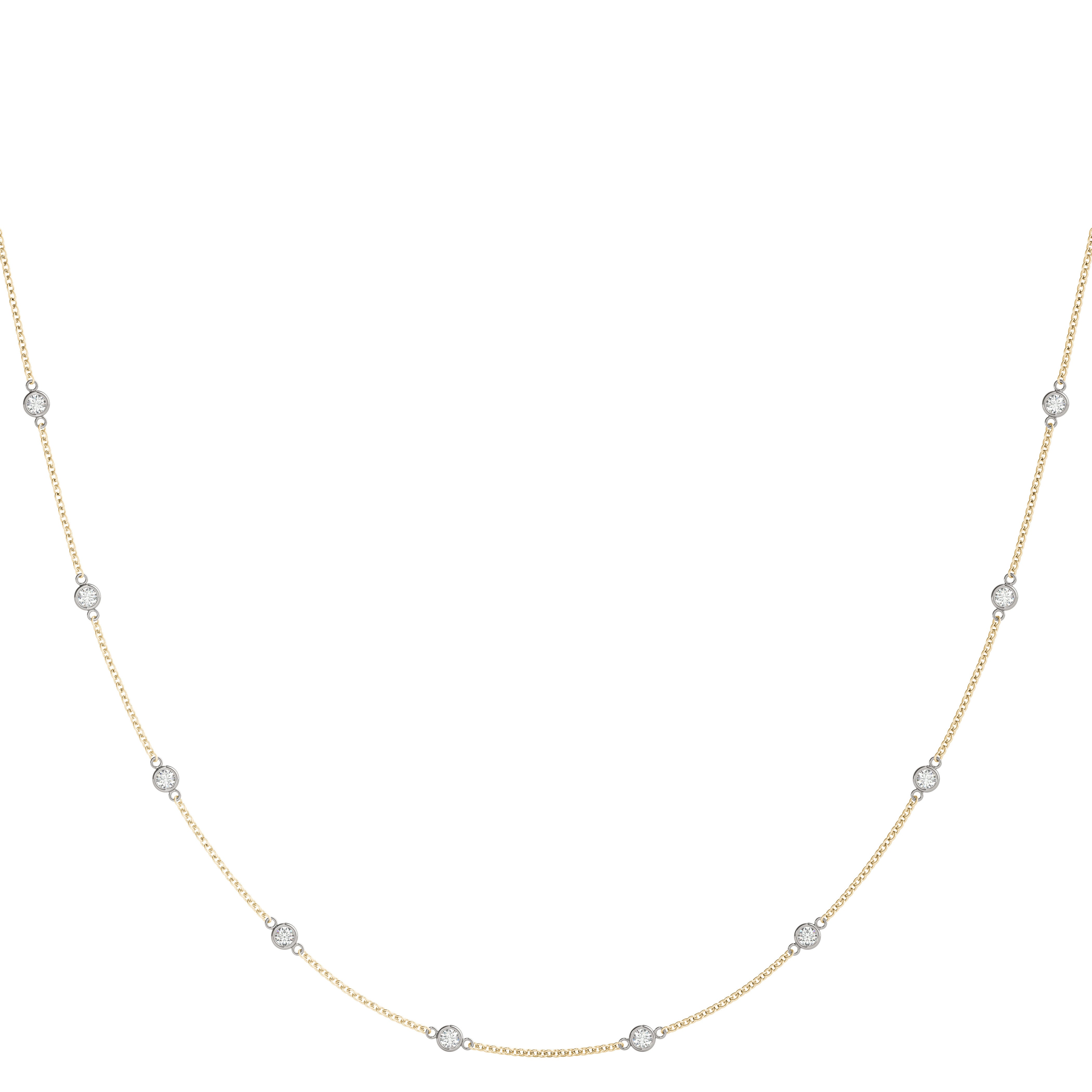 Rose gold Bezel-Set Round Diamond Station Necklace 1
