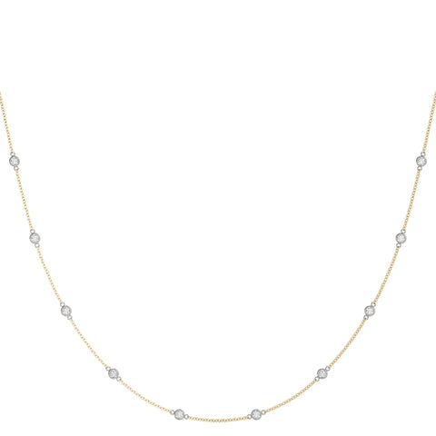 Rose gold Bezel-Set Round Diamond Station Necklace 1