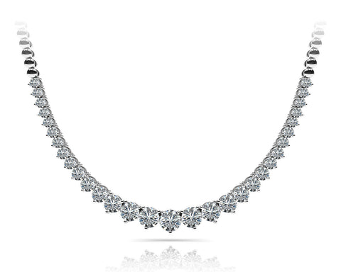White gold Round Diamond Tennis Necklace with Graduated Prong Setting 1