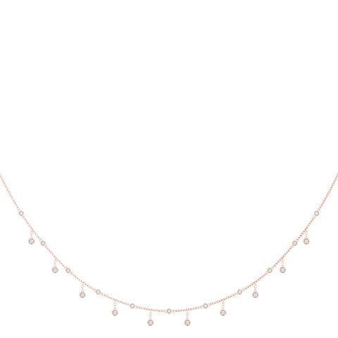 Rose gold Round Bezel Set Diamond Station Necklace with Cable Chain 1