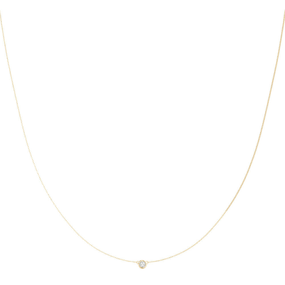 Yellow gold Bezel-Set Round Diamond Solitaire Chain Necklace 1
