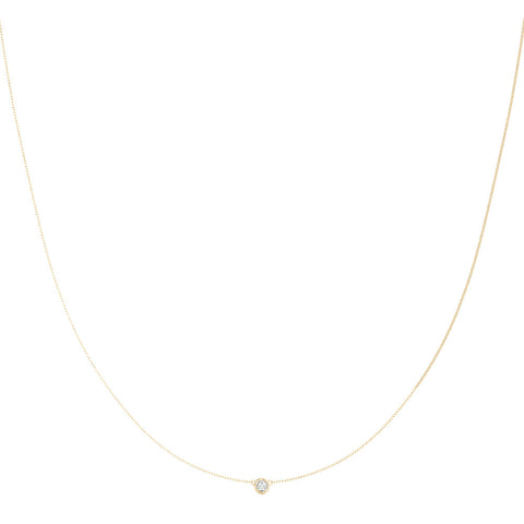 Yellow gold Bezel-Set Round Diamond Solitaire Chain Necklace 1