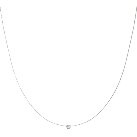 White gold Bezel-Set Round Diamond Solitaire Chain Necklace 1