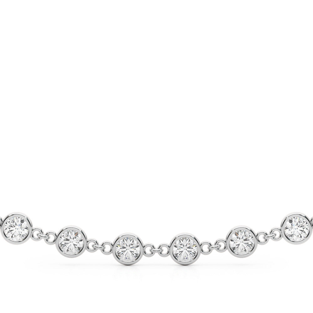 Rose gold Diamond Round Stone Paperclip Chain Necklace with Bezel Setting 2