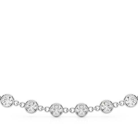 Rose gold Diamond Round Stone Paperclip Chain Necklace with Bezel Setting 2