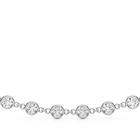 White gold Diamond Round Stone Paperclip Chain Necklace with Bezel Setting 2