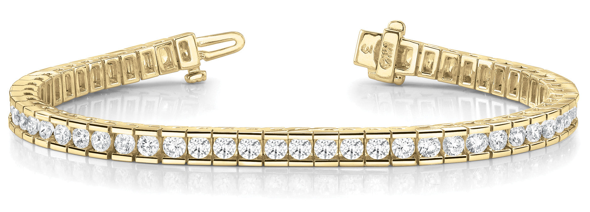 Yellow gold Round Diamond Channel-Set Tennis Bracelet with Box Clasp 1