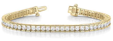Yellow gold Round Diamond Channel-Set Tennis Bracelet with Box Clasp 1