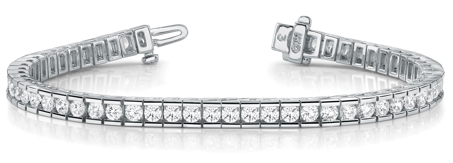 White gold Round Diamond Channel-Set Tennis Bracelet with Box Clasp 1