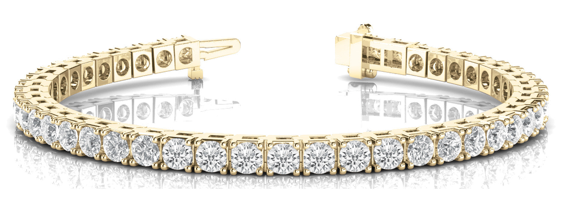 Yellow gold Round Diamond Tennis Bracelet with Prong Setting 1
