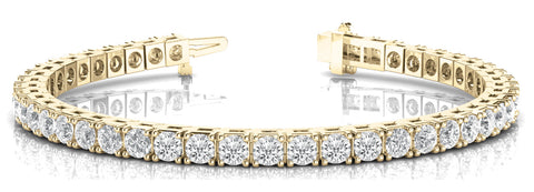 Yellow gold Round Diamond Tennis Bracelet with Prong Setting 1