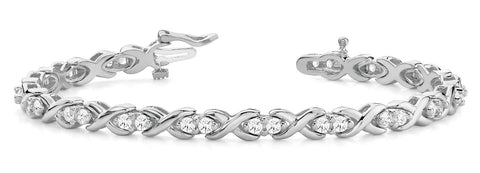 White gold Diamond Round Cut X-Link Tennis Bracelet with Prong Setting 1