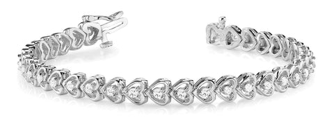 White gold Heart-Shaped Diamond Tennis Bracelet with Channel Setting and Prong Set Stones 1