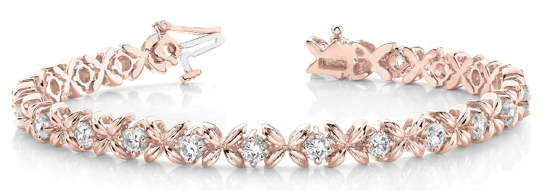 Rose gold Round Diamond XOXO Tennis Bracelet with Four-Prong Setting 1