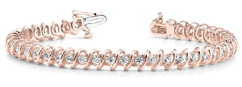 Rose gold Round Diamond Spiral Tennis Bracelet with Prong Setting 1