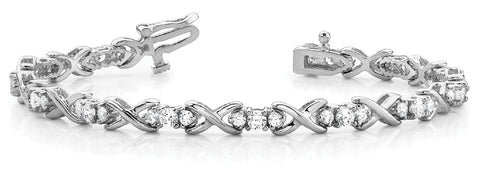 White gold Round Diamond X-Link Tennis Bracelet with Prong Setting 1