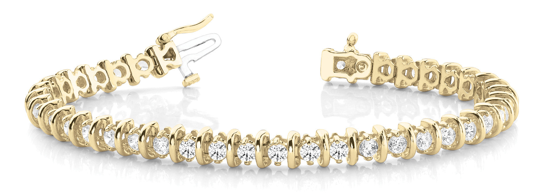 Yellow gold Round Diamond Tennis Bracelet with Channel Setting and Box Clasp 1
