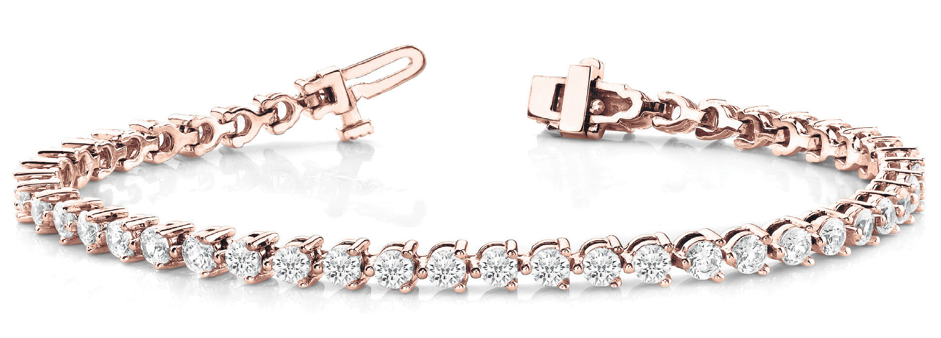 Rose gold Round Cut Diamond Tennis Bracelet with Prong Setting 1