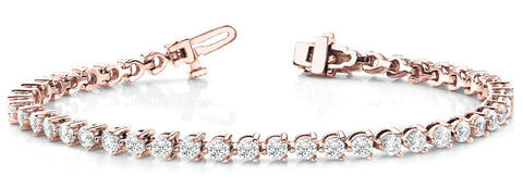 Rose gold Round Cut Diamond Tennis Bracelet with Prong Setting 1
